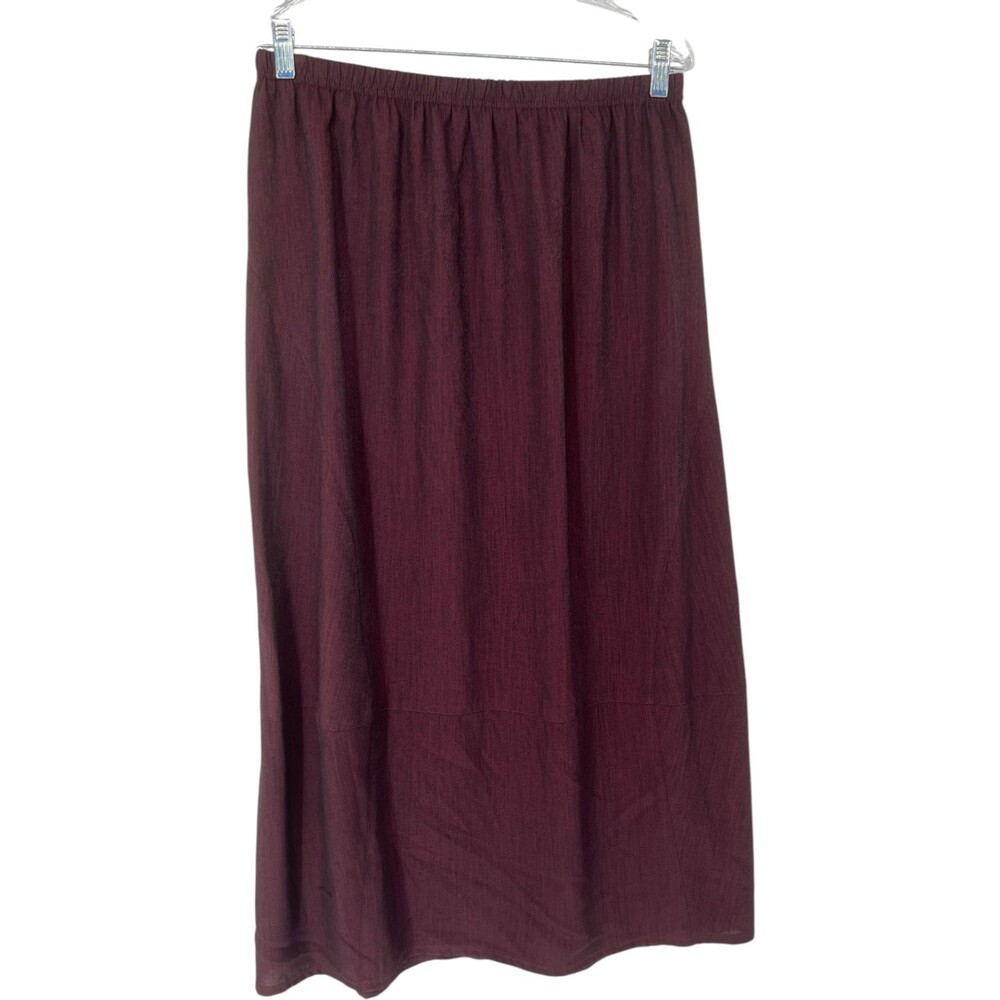 BLANQUE Skirt Womens Size 2 Maroon Solid Elastic Waist Long Vintage Cottagecore